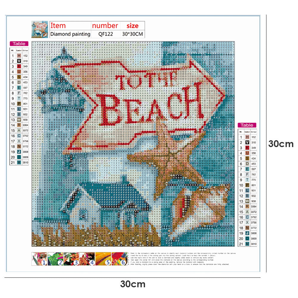 Beach - Full Round Drill Diamond Painting 30*30CM