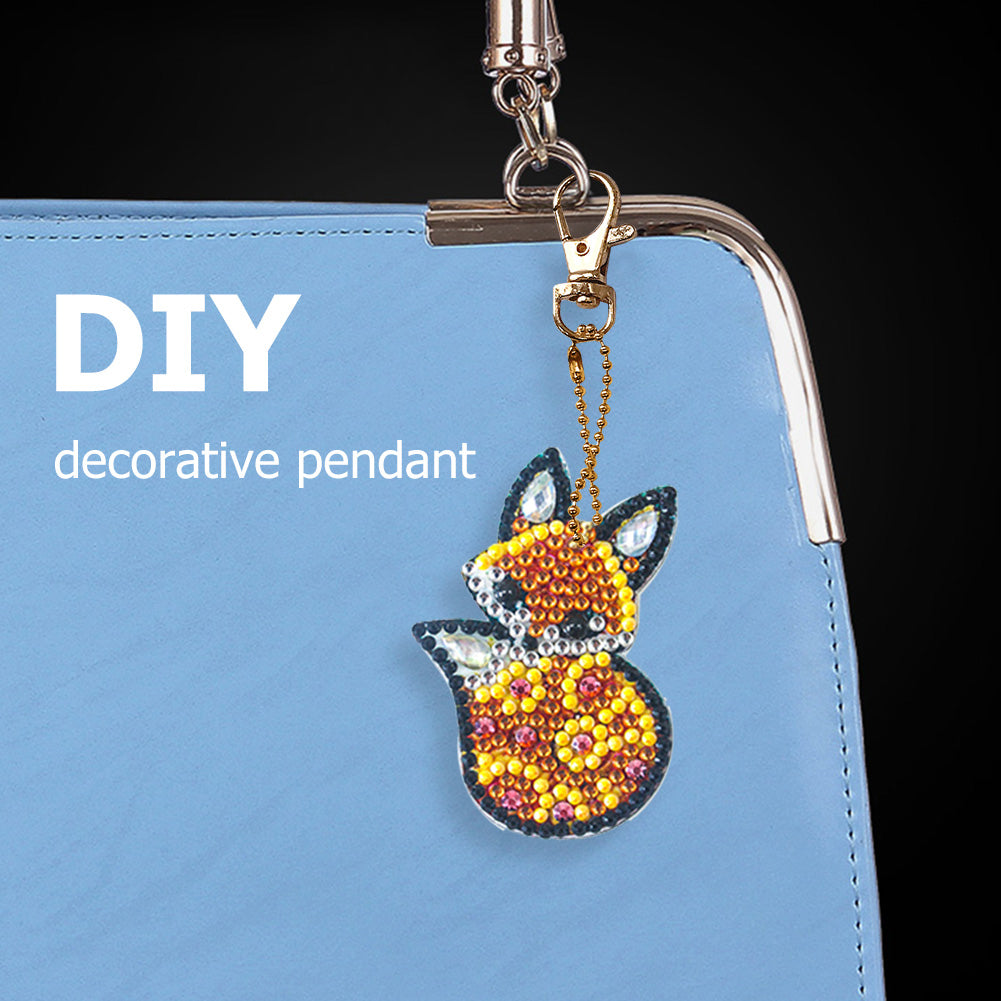 5pcs/set DIY Full Drill Special Shaped Diamond Painting Animal Keychain