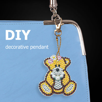 5pcs DIY Full Drill Special Shaped Diamond Painting Bear Keychain Ornaments