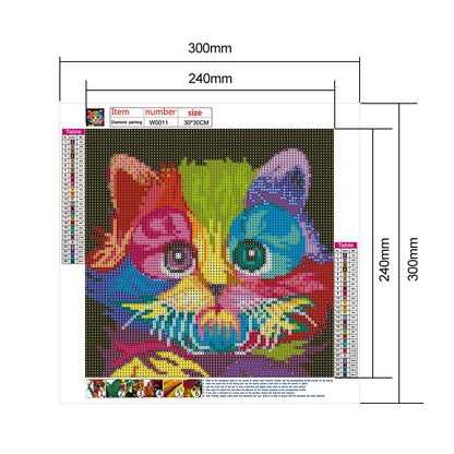 Cat - Full Round Drill Diamond Painting 30*30CM