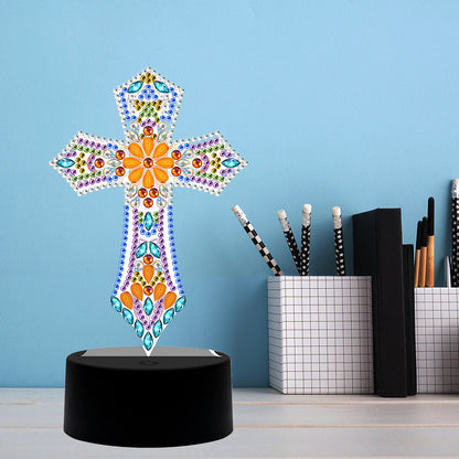 DIY Special Shaped Diamond Painting Cross LED Light Cross Stitch Embroidery