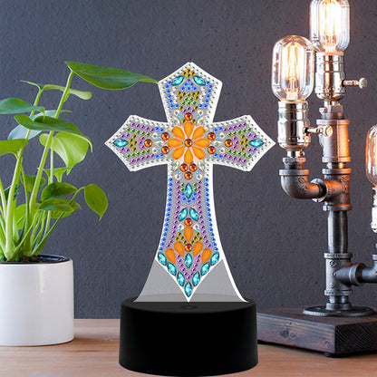 DIY Special Shaped Diamond Painting Cross LED Light Cross Stitch Embroidery