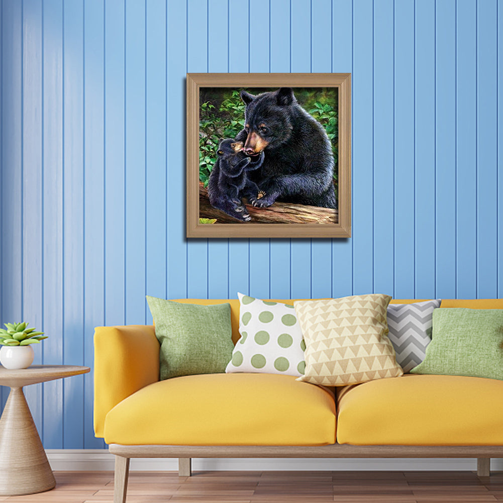 Black Bear - Full Round Drill Diamond Painting 30*30CM