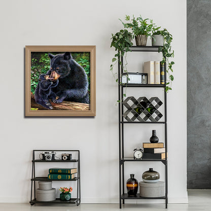 Black Bear - Full Round Drill Diamond Painting 30*30CM