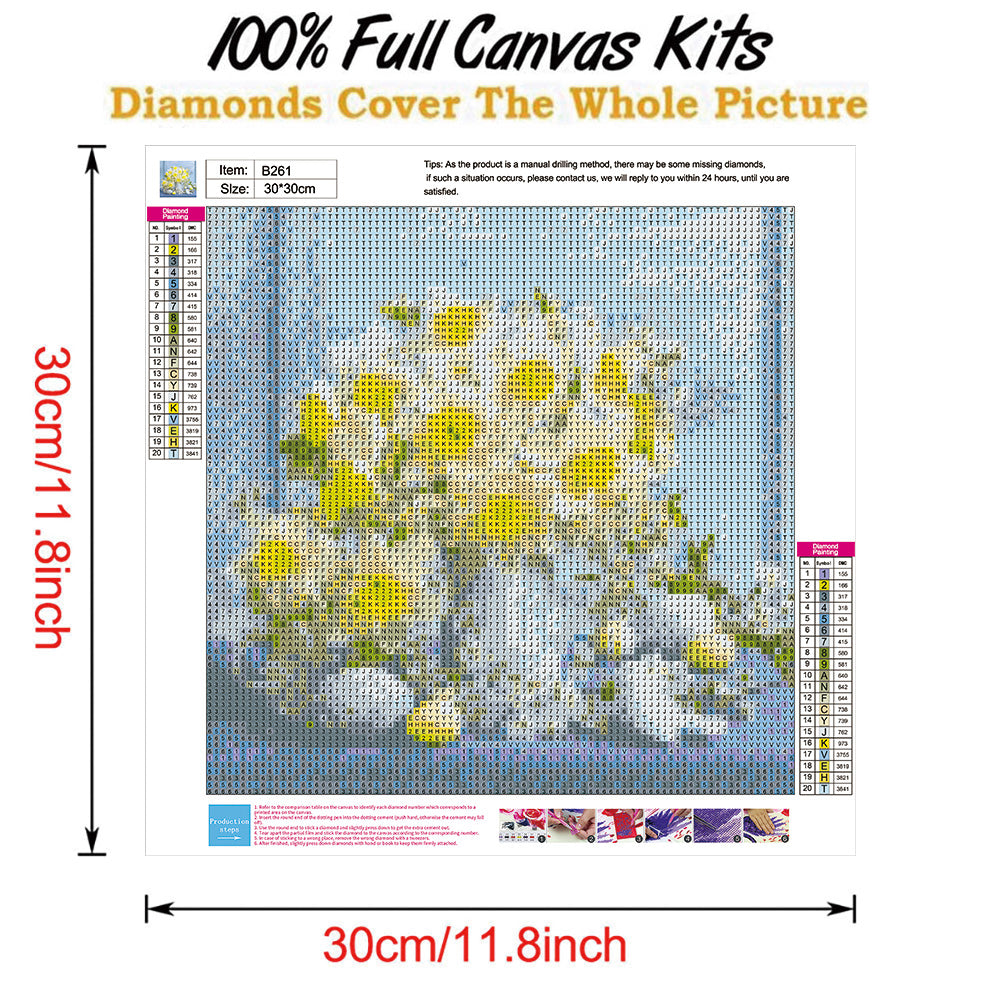 Elegant Flowers - Full Round Drill Diamond Painting 30*30CM