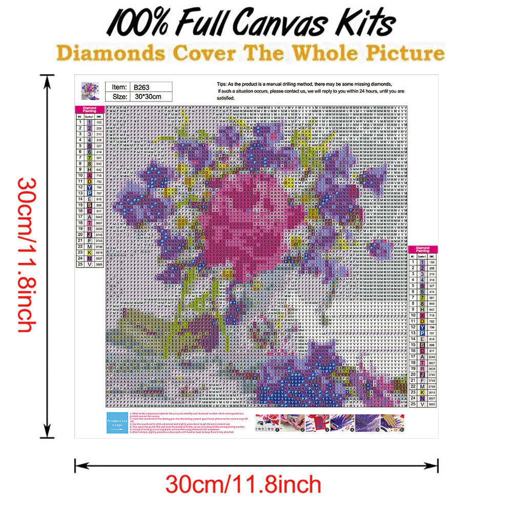 Elegant Flowers - Full Round Drill Diamond Painting 30*30CM