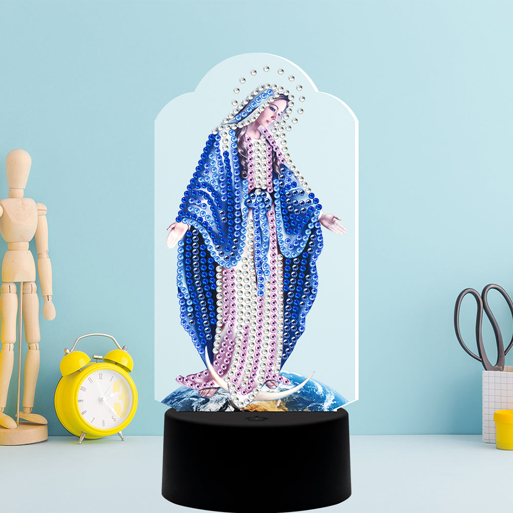 DIY Diamond Painting LED Light Goddess Religion Embroidery Night Lamp Decor
