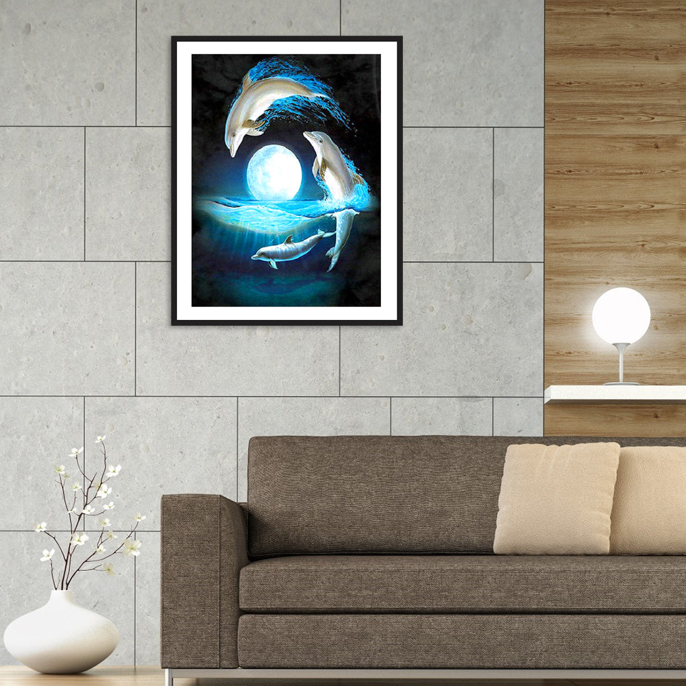 Dolphin - Full Round Drill Diamond Painting 40*30CM