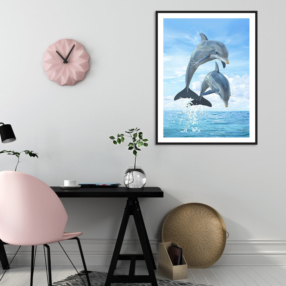 Dolphin - Full Round Drill Diamond Painting 40*30CM