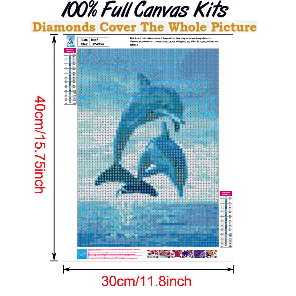 Dolphin - Full Round Drill Diamond Painting 40*30CM