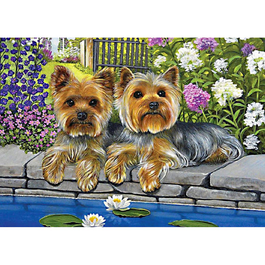 Flower Dogs - Full Round Drill Diamond Painting 30*40CM