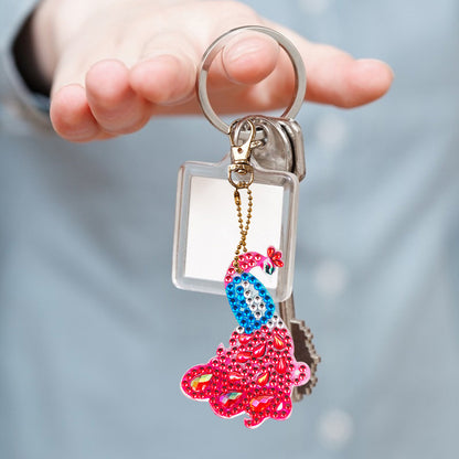 4pcs DIY Full Drill Diamond Key Chain Phenix Pendant Embroidery Keyrings