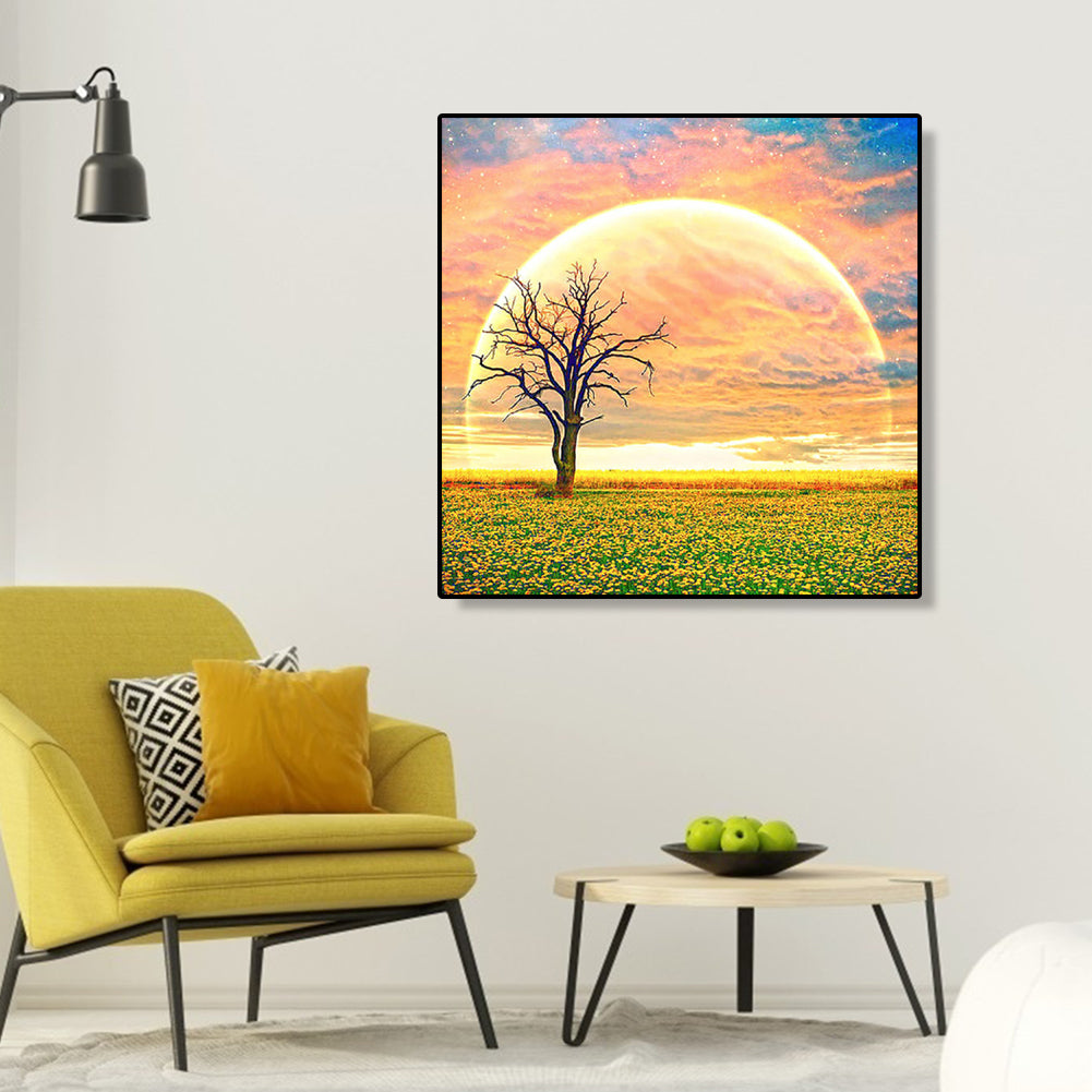 Tree Moon - Full Round Drill Diamond Painting 30*30CM