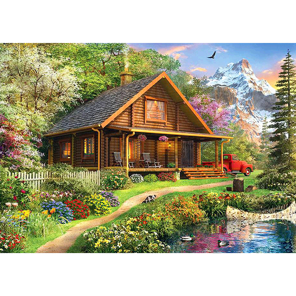 Nature House - Full Round Drill Diamond Painting 40*30CM