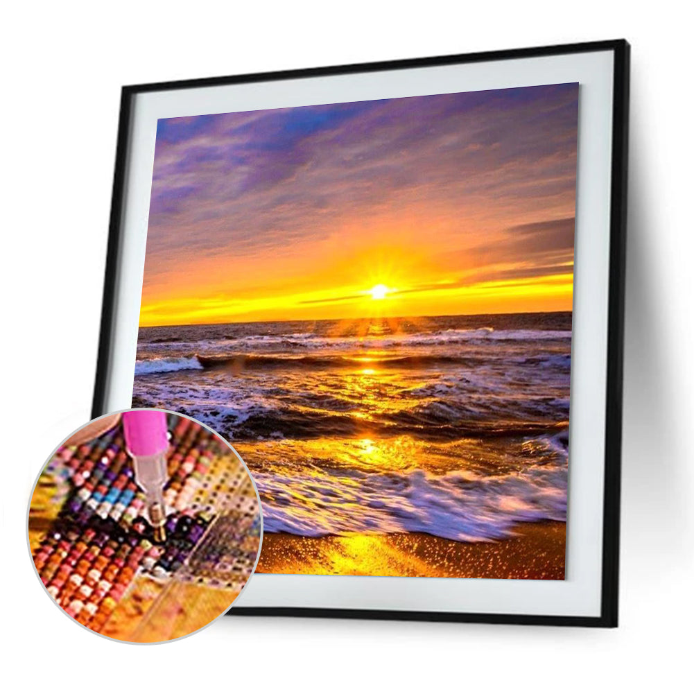 Sunset Seaside - Full Round Drill Diamond Painting 30*30CM