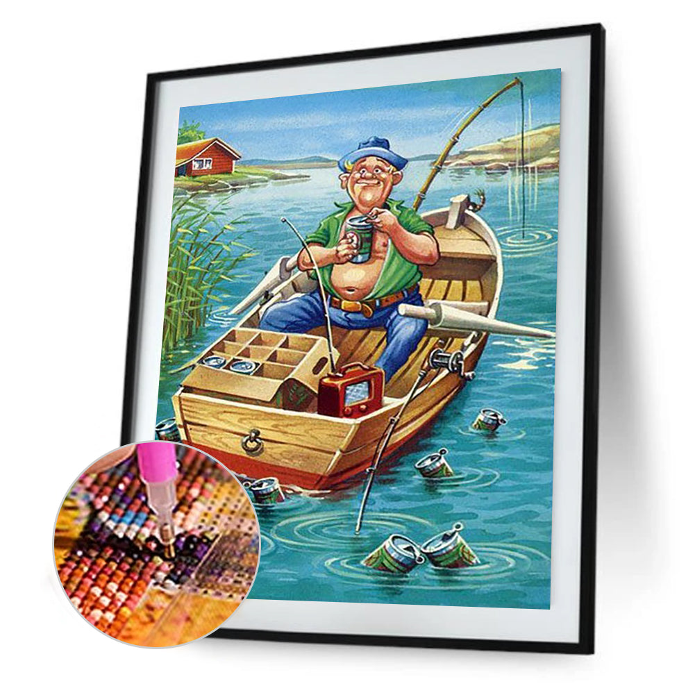 Fishing Man - Full Round Drill Diamond Painting 40*30CM