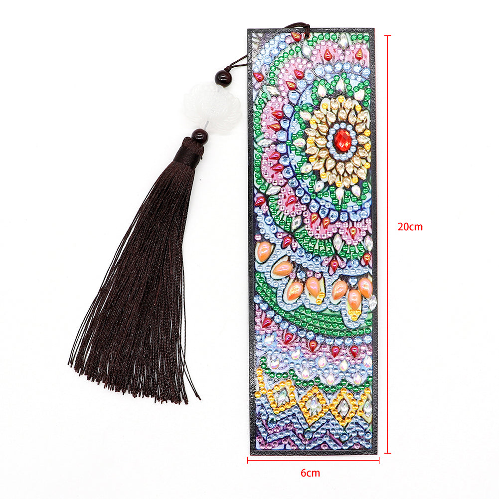 DIY Special Shape Diamond Painting Leather Bookmark Tassel Flower Book Logo