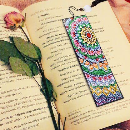 DIY Special Shape Diamond Painting Leather Bookmark Tassel Flower Book Logo