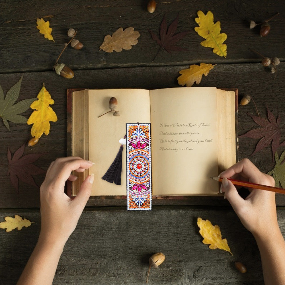 5D DIY Special Shaped Diamond Painting Leather Bookmark for School Office