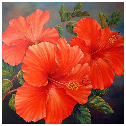 Red Flowers - Special Shaped Drill Diamond Painting 30*30CM