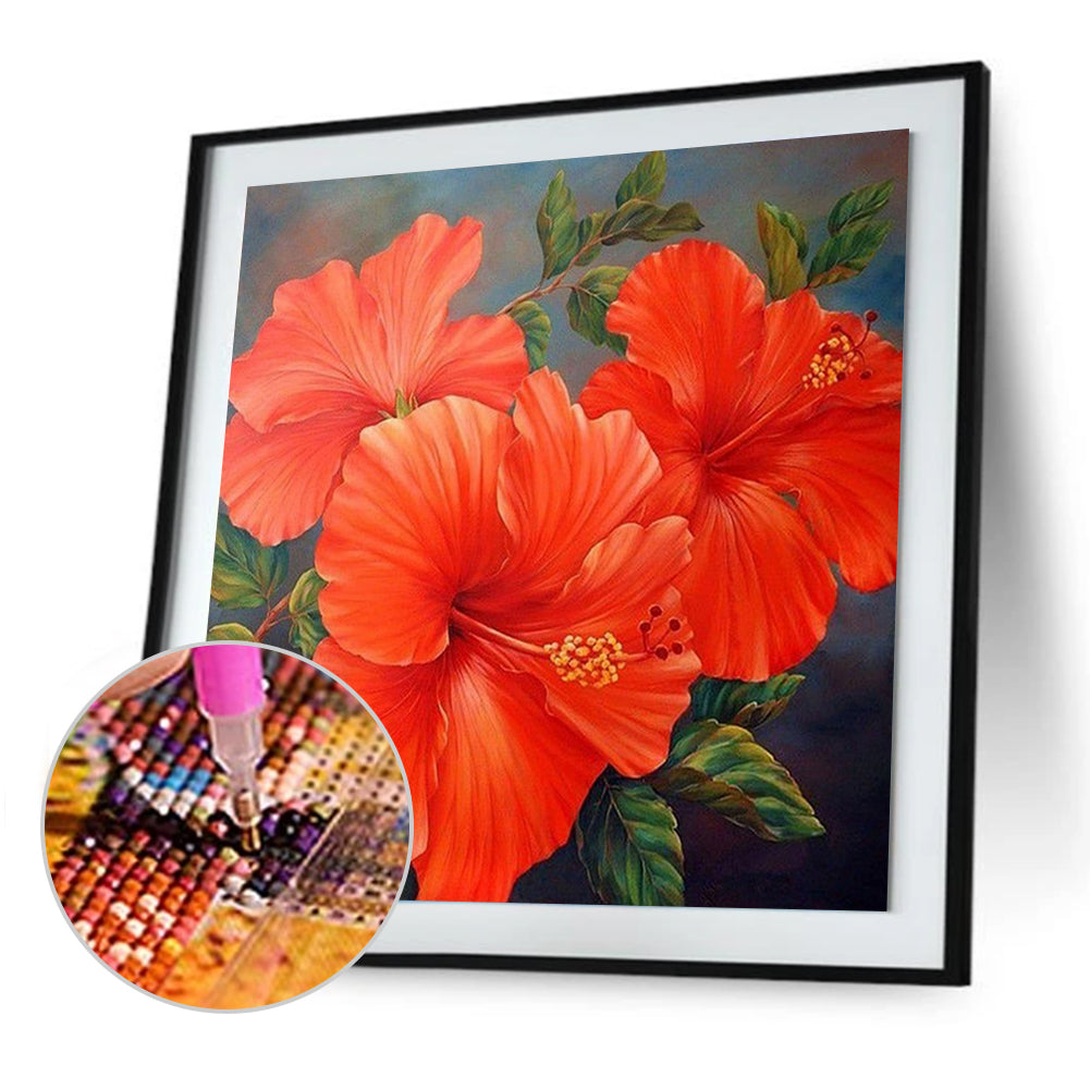 Red Flowers - Special Shaped Drill Diamond Painting 30*30CM