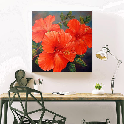 Red Flowers - Special Shaped Drill Diamond Painting 30*30CM