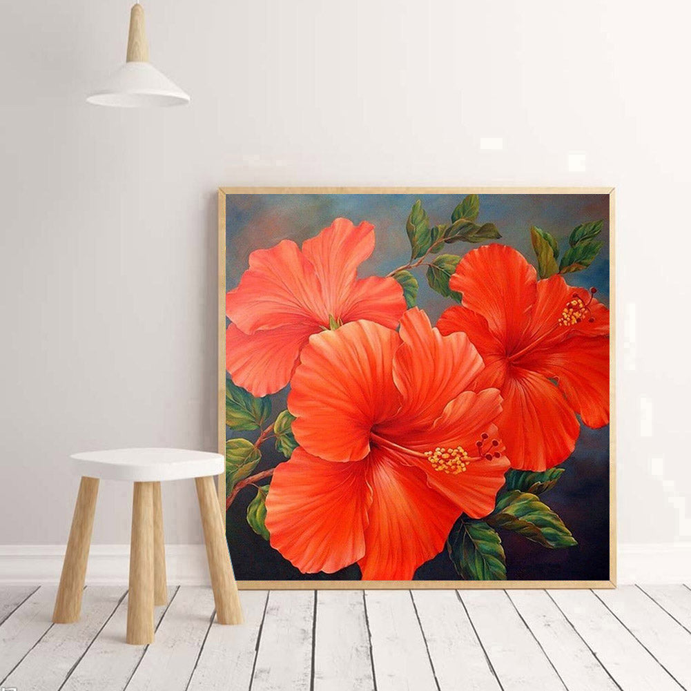 Red Flowers - Special Shaped Drill Diamond Painting 30*30CM