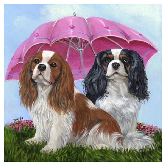 Umbrella Dogs - Full Round Drill Diamond Painting 40*40CM