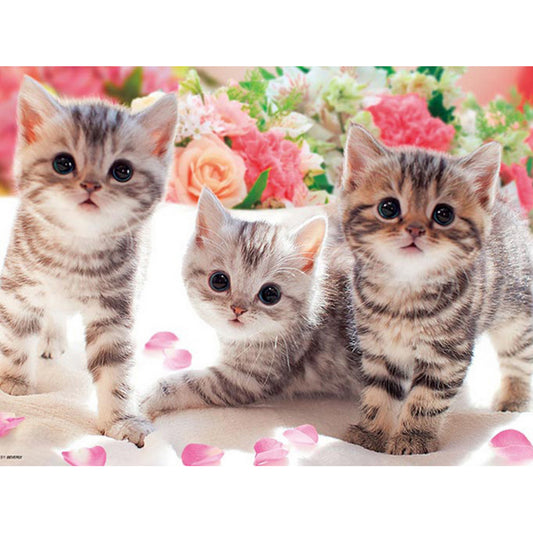 Three Kittens - Full Round Drill Diamond Painting 40*30CM