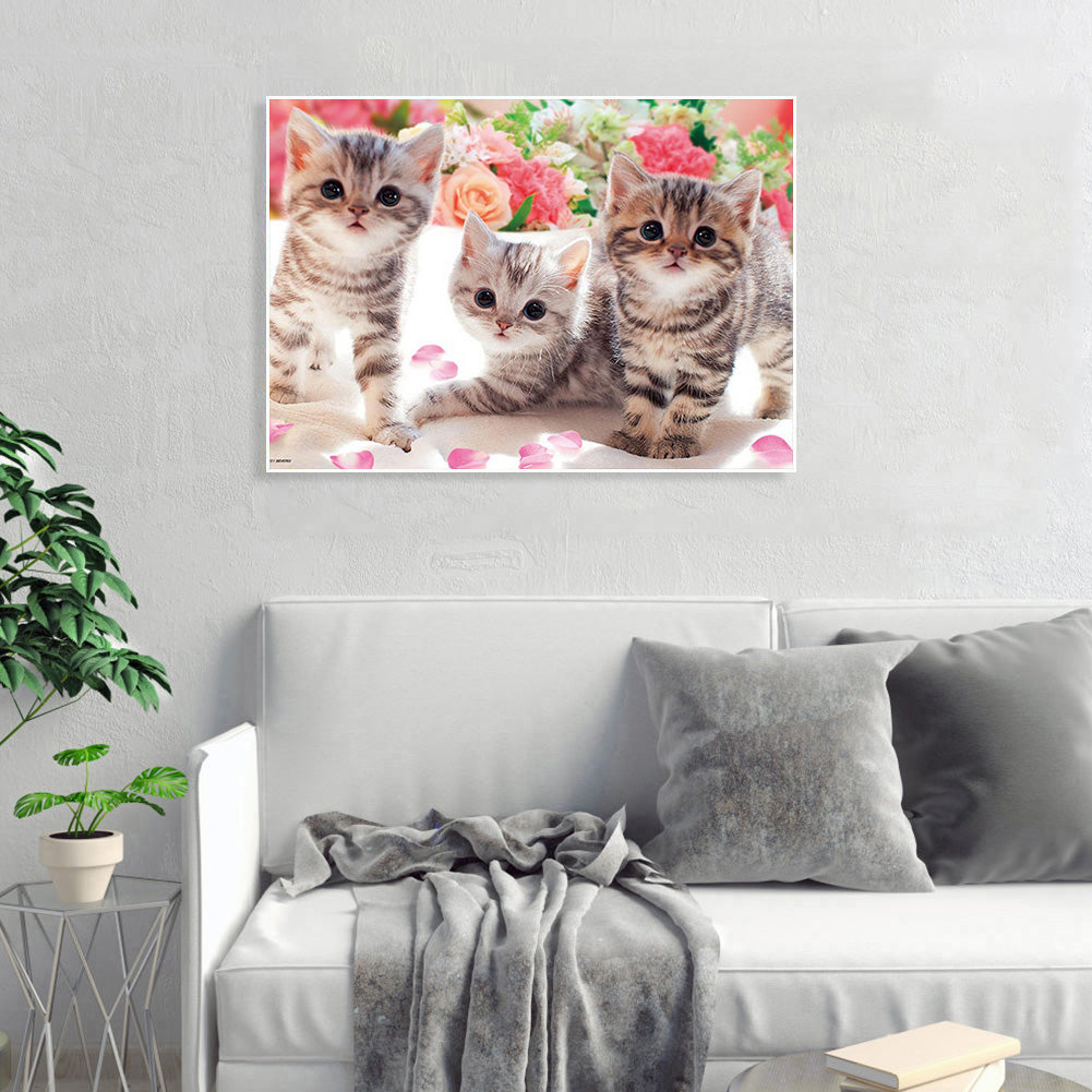 Three Kittens - Full Round Drill Diamond Painting 40*30CM