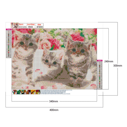 Three Kittens - Full Round Drill Diamond Painting 40*30CM