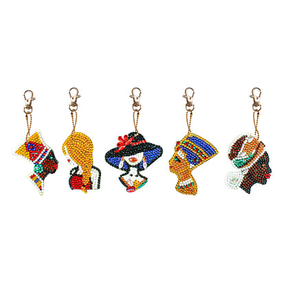 5pcs DIY Elegant Lady Full Drill Special Shaped Diamond Painting Keychains