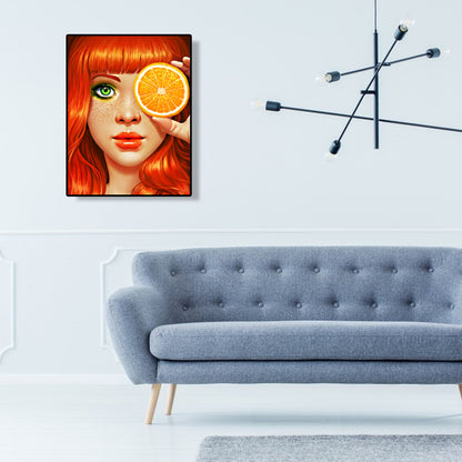 Orange Girl - Full Round Drill Diamond Painting 30*40CM