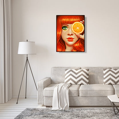 Orange Girl - Full Round Drill Diamond Painting 30*40CM