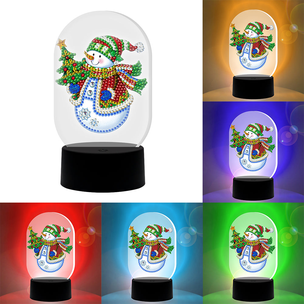 Diamond Painting LED Light DIY Snowman Special Shaped Embroidery Lamps