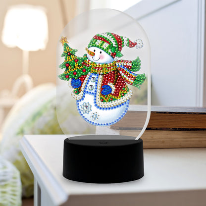 Diamond Painting LED Light DIY Snowman Special Shaped Embroidery Lamps