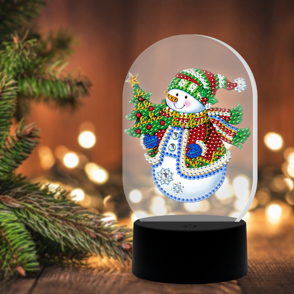 Diamond Painting LED Light DIY Snowman Special Shaped Embroidery Lamps