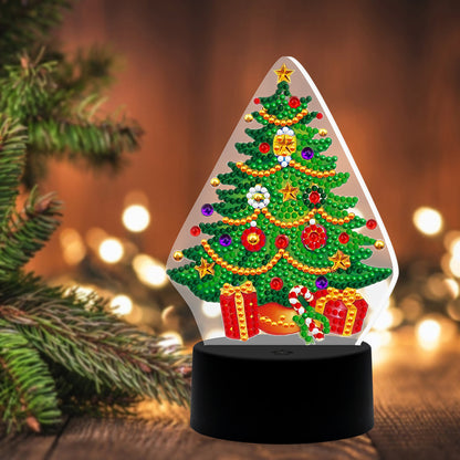 DIY Christmas Tree Diamond Painting LED Light Embroidery Home Night Lamp