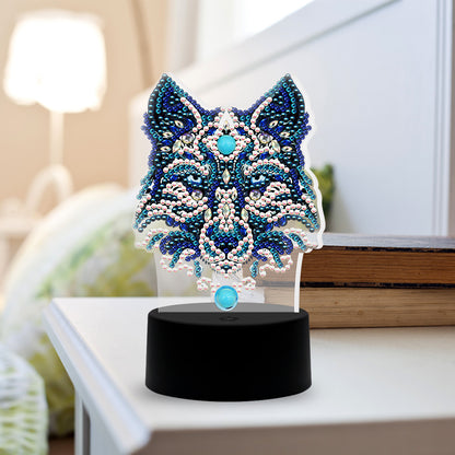 DIY Wolf Diamond Painting LED Light Embroidery Night Lamp Home Desk Decor