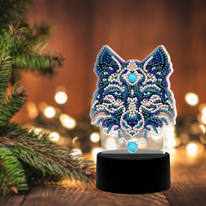 DIY Wolf Diamond Painting LED Light Embroidery Night Lamp Home Desk Decor