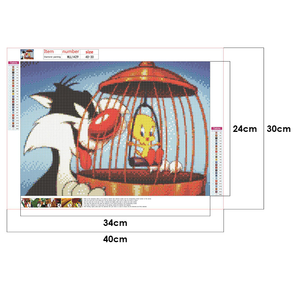 Cat Bird - Full Round Drill Diamond Painting 40*30CM