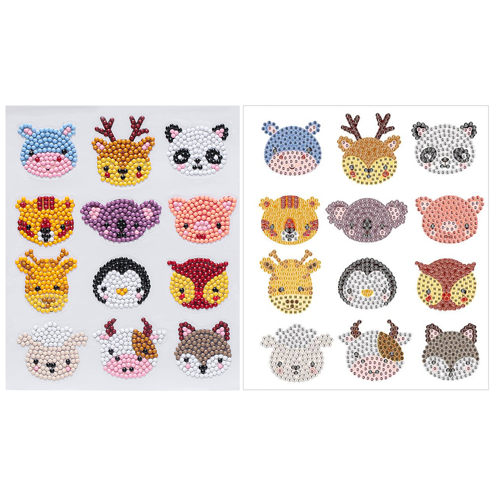 12x Kids Full Drill DIY Diamond Painting Stickers Animal Phone Cup Decals