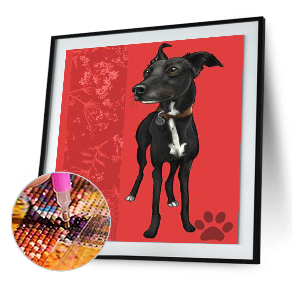 Black Dog - Full Round Drill Diamond Painting 30*30CM