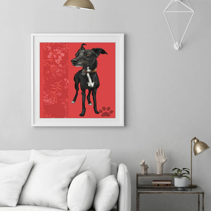 Black Dog - Full Round Drill Diamond Painting 30*30CM