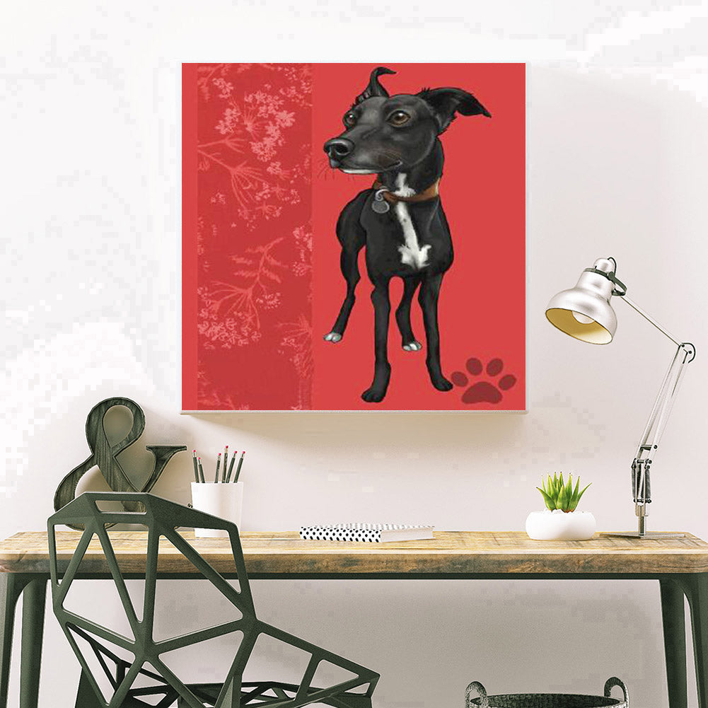 Black Dog - Full Round Drill Diamond Painting 30*30CM