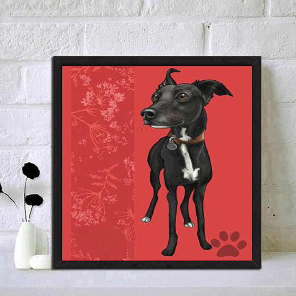 Black Dog - Full Round Drill Diamond Painting 30*30CM