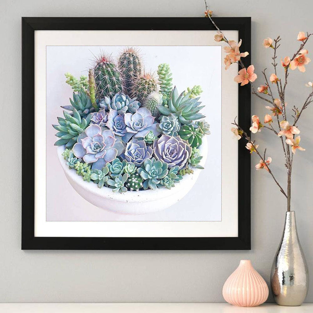 Succulent Plants - Full Round Drill Diamond Painting 30*30CM