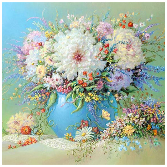 Table Flowers - Full Round Drill Diamond Painting 30*30CM