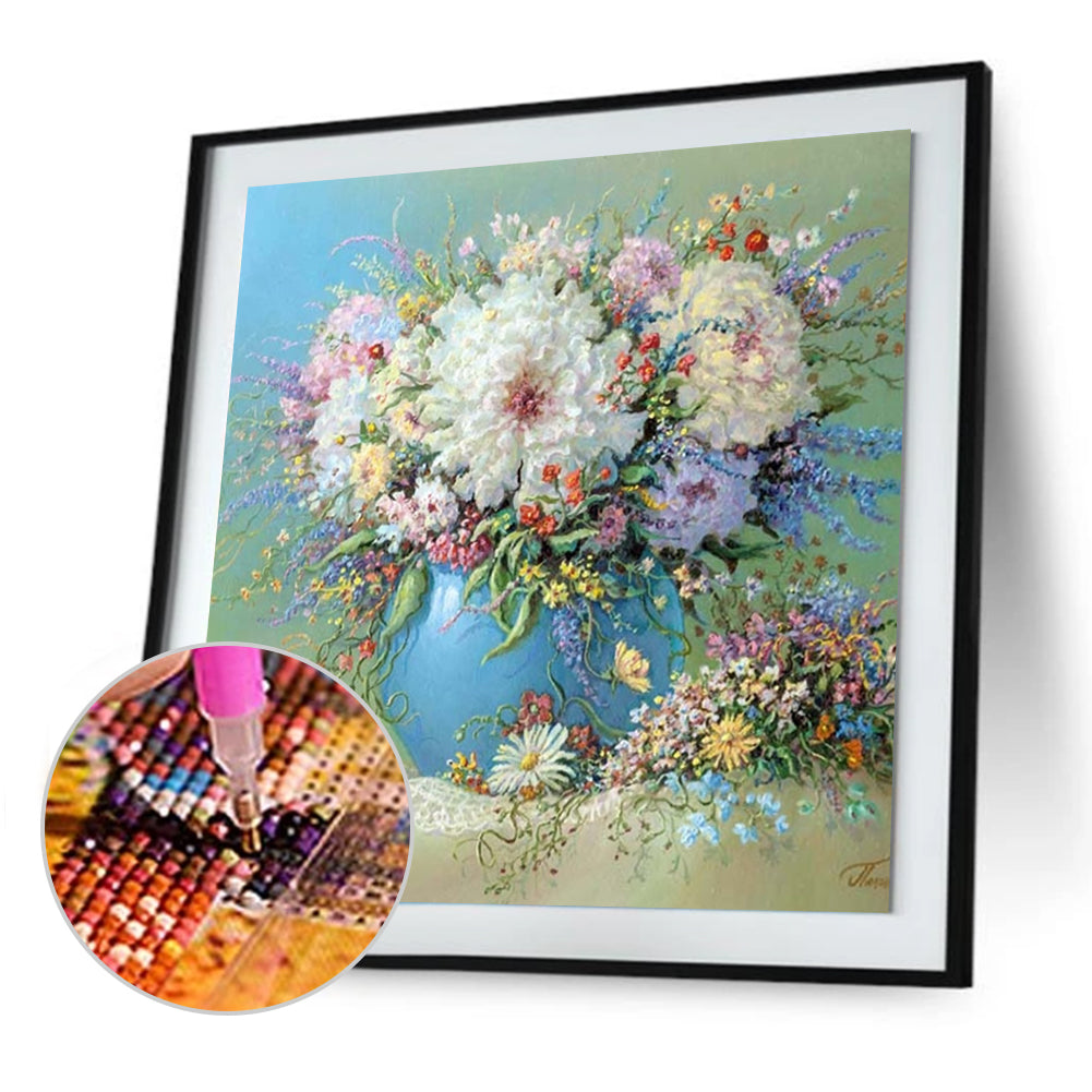 Table Flowers - Full Round Drill Diamond Painting 30*30CM