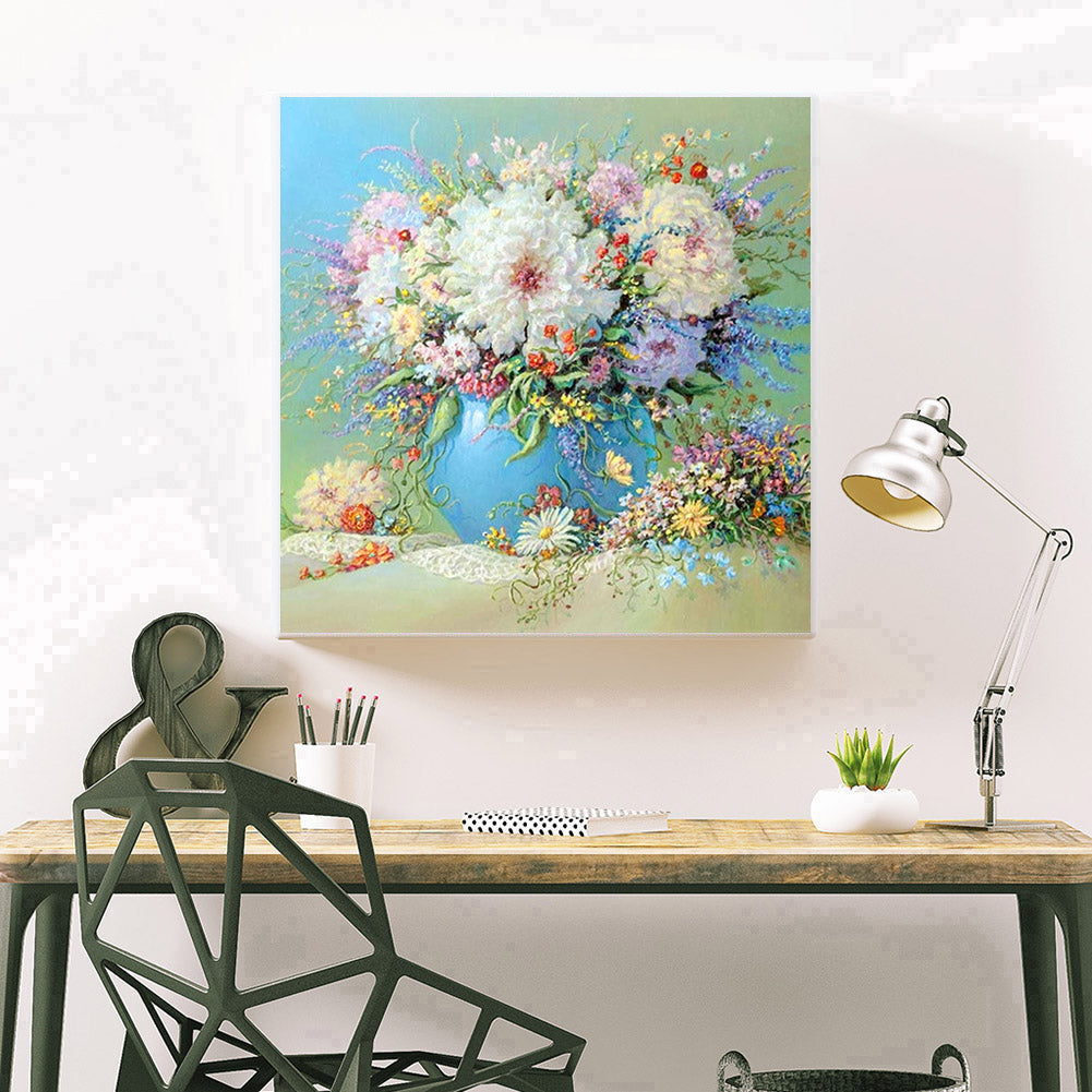 Table Flowers - Full Round Drill Diamond Painting 30*30CM